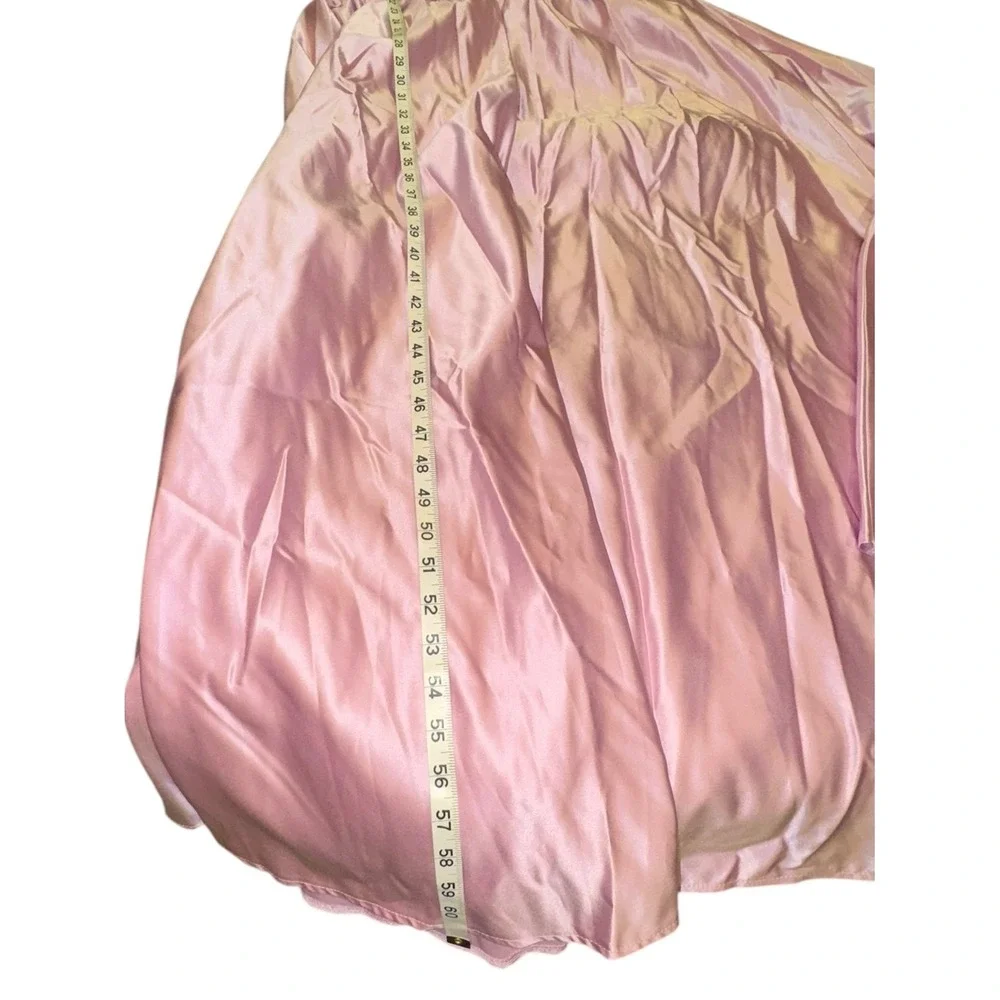Satin Formal‎ Ball Gown Pink Spaghetti Strap Cross Back Maxi Dress Sz M
